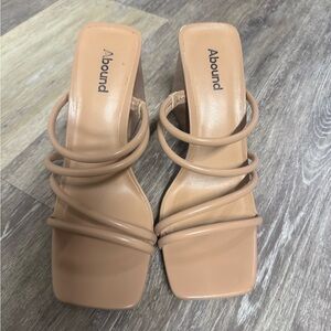Abound Nude Multi-Strap Square-Toe Heels